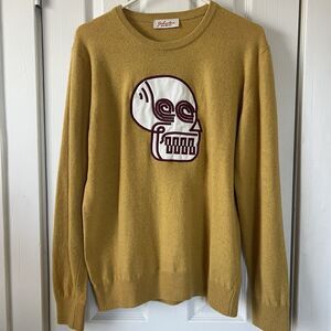 Gabardine Italy L Sweater Wool Viscose Cashmere Skull Yellow Mustard
